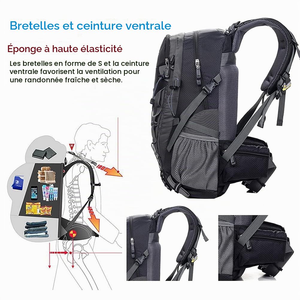 Meisohua Sac à dos de randonnée pour homme - Imperméable - Léger - Pour adulte - Sac à dos de randonnée pour femme - Sac à dos d'extérieur
