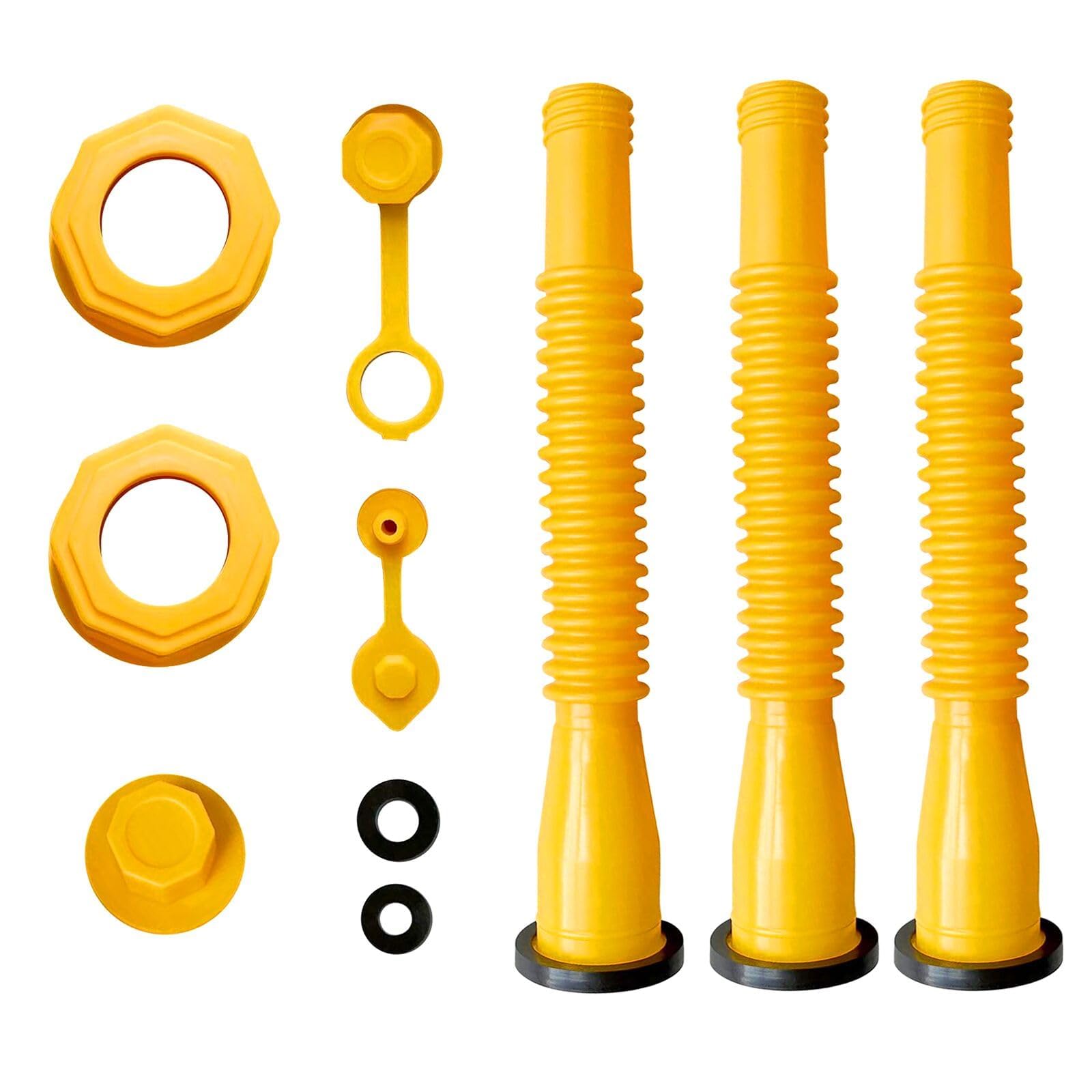 Gas Can Spout Replacement,Flexible Gas Can Nozzle,Gas Can Vent Kit Including Screw Collar Caps,Spout,Spout Sealing Cap,Extra Rubber Gasket,Replacement Vent Caps for Most 1/2/5/10 Gal Oil Cans