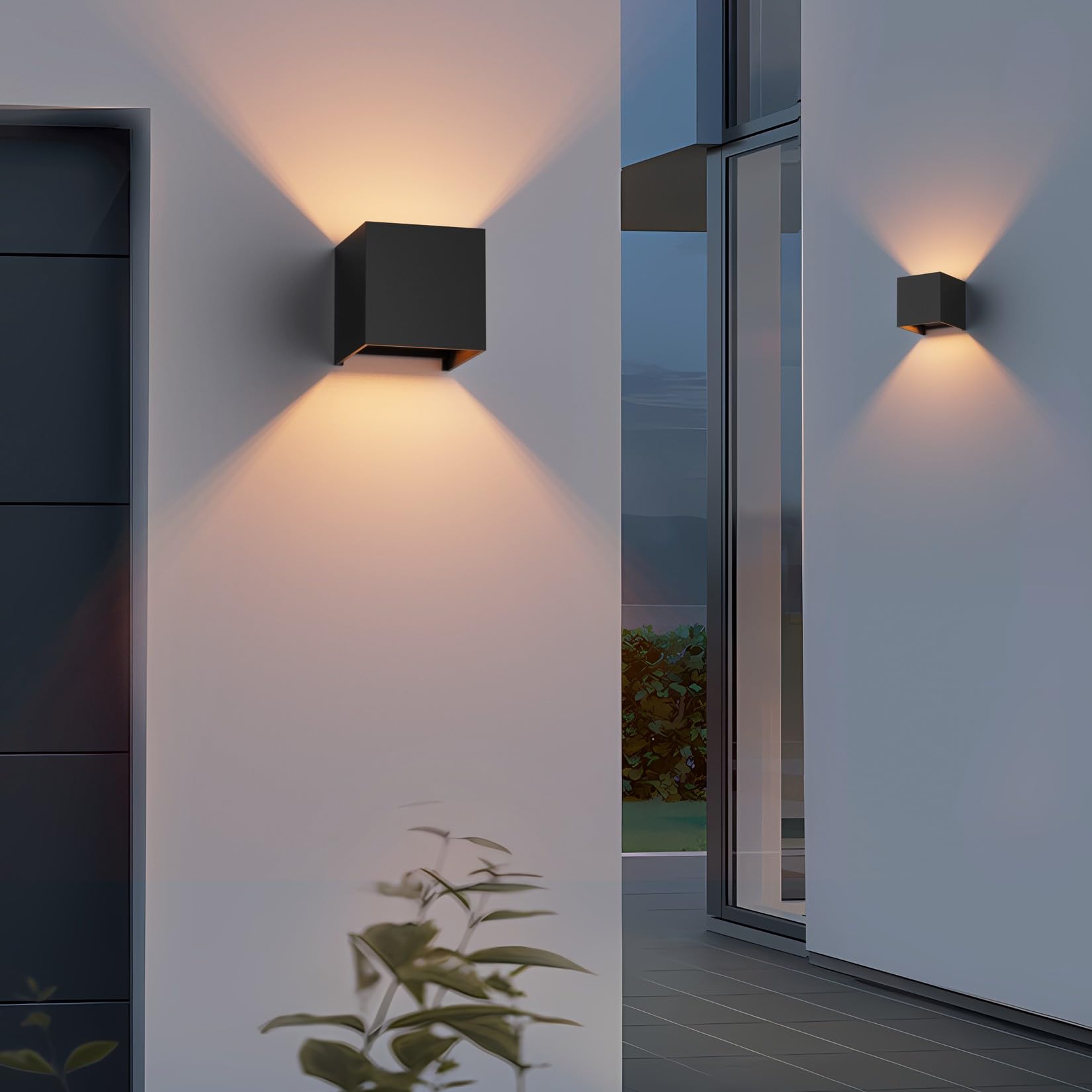 Klighten 4 PCS Aplique pared LED Con G9 LED Bombillas Reemplazables, Blanco Cálido 3000K Lampara de pared Interior/Exterior IP54 Ángulo ajustable Lámpara Pared Negro