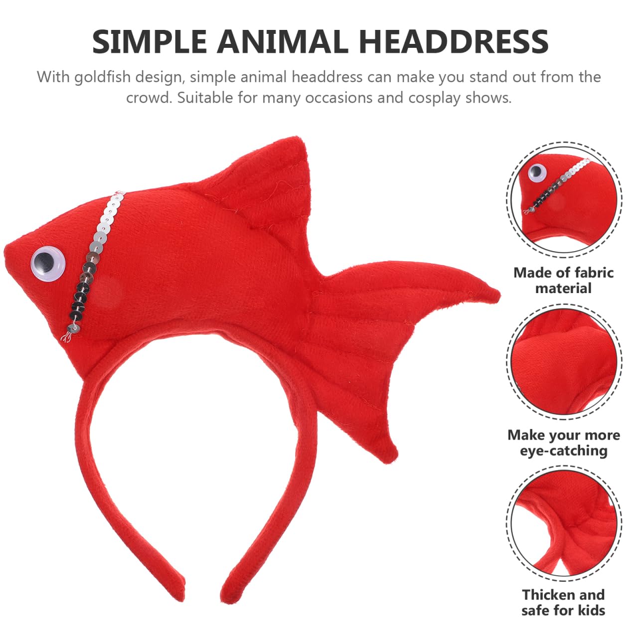 Homoyoyo Fish Goldfish Marine Life Sea Animal Costume: Fish Hat Headband Accessories for Halloween Dress Up for Red Costume Adult Cosplay World Book Day Birthday Christmas : Clothing, Shoes & Jewelry