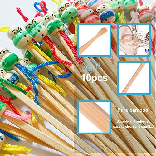 10 Pcs Bamboo Ear Spoon Earwax Curette Remover Earpick Tool Hanging Clean Tool For Ear Key Hanging Key Pendant For Adult Children #TOP4