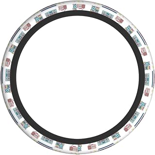 Set of Various Vintage Cassette Players. Retro 80s Steering Wheel Cover Women & Men, Cute Car Accessories, Durable Material, Non-Slip Universal Fit for Most Vehicles