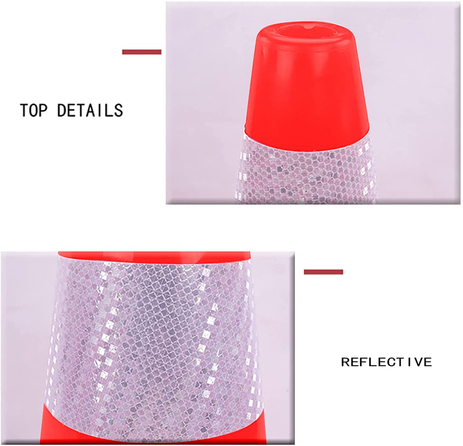 Cônes de signalisation routière durables en PVC, cônes de sécurité portatifs Rouges, cônes de Construction lestés avec col réfléchissant, pour Le stationnement, la Formation à la Conduite et