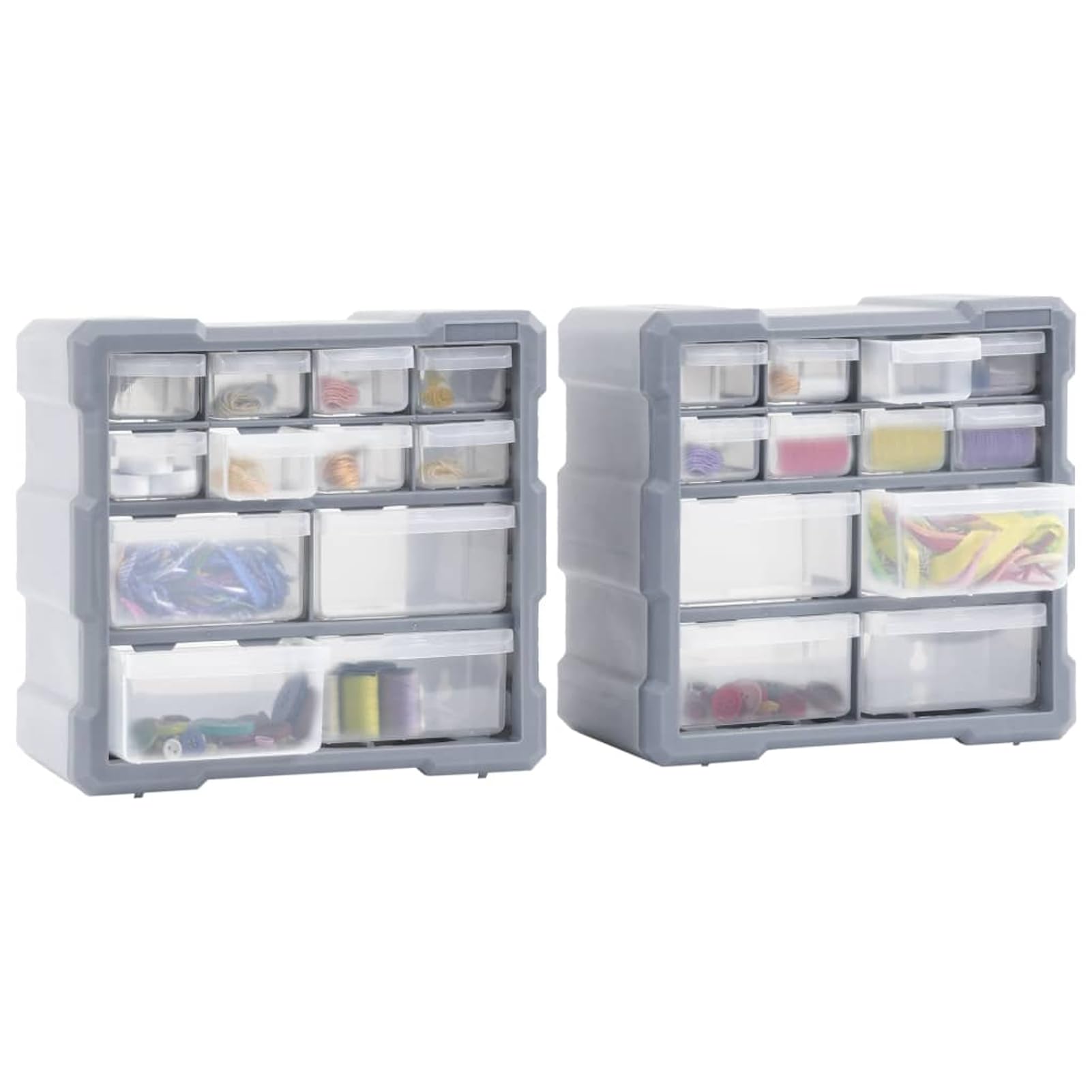 Rantry Multi-Schubladen-Organizer 2 STK. 12 Schubladen 26,5x16x26 cm Aufbewahrungsbox mit Mehreren Schubladen Model147582