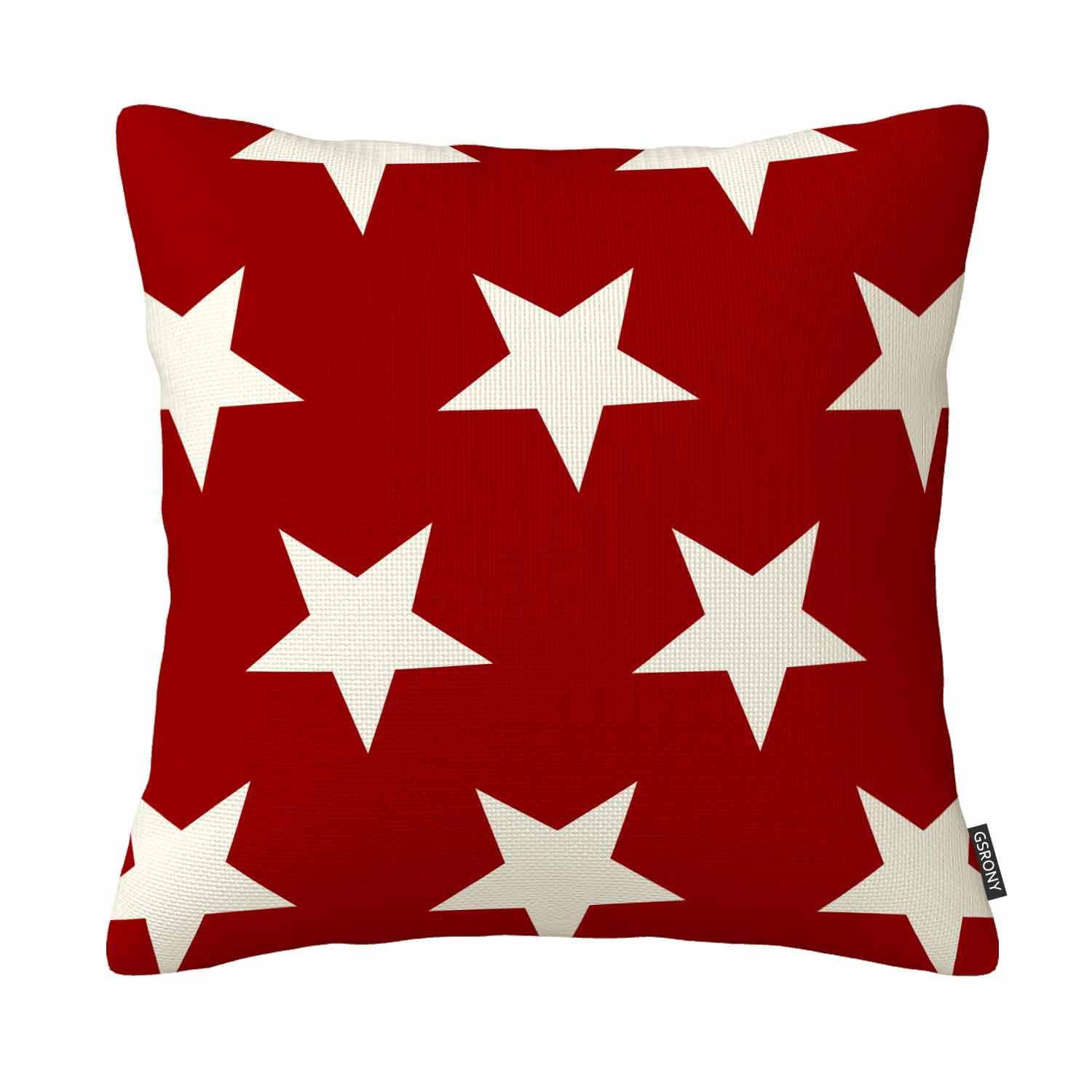 Gsrony Orange Cotton Linen Flag Stars Galaxy Red(Stars) Decorative Throw Pillow Cover Cushion Case 18X18 Inch