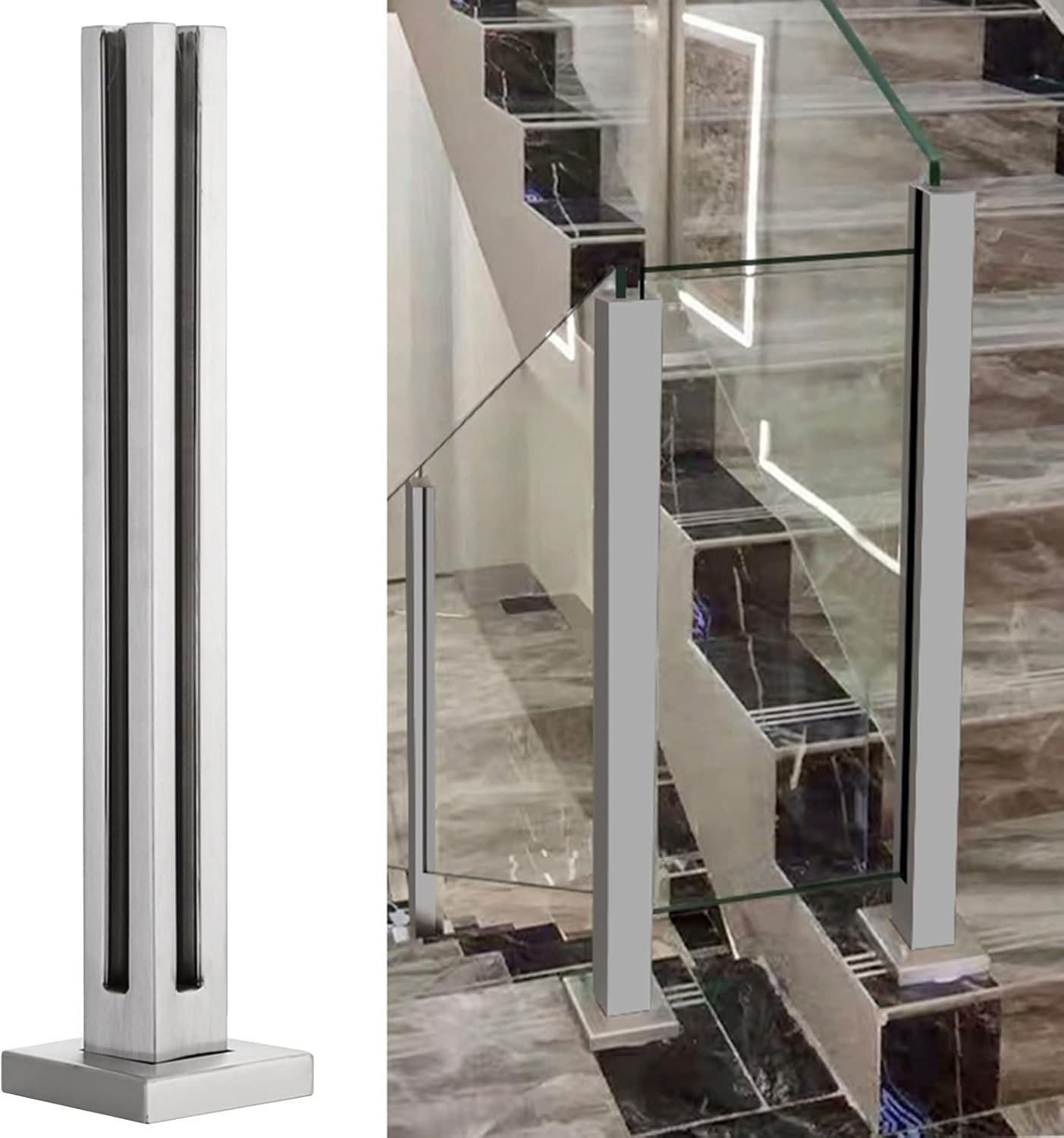 Amazon.com : WAHHWF Glass Railing Post Square, 60cm/70cm/80cm/90cm ...