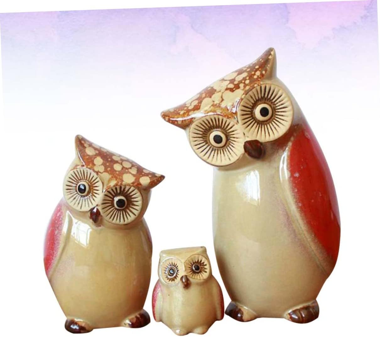 3pcs Ceramic Owl Figurines Creative Home Decor for Bedroom