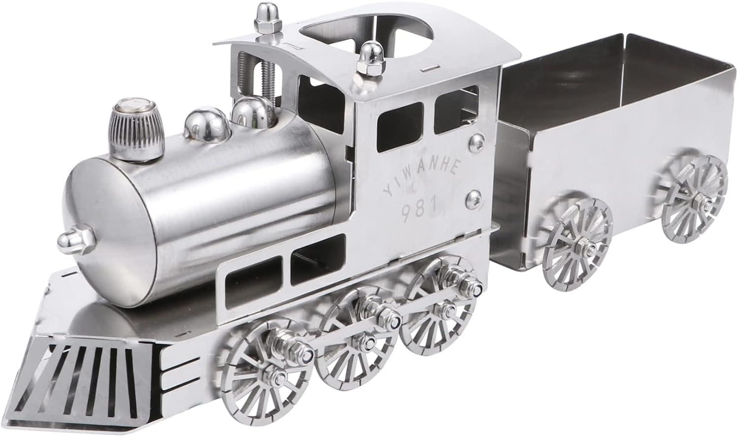 1set Steam Locomotive Model Train Ornament for Boys and Girls Room Decor Stainless Steel Vintage Train Engine Carriage Desktop Decoration