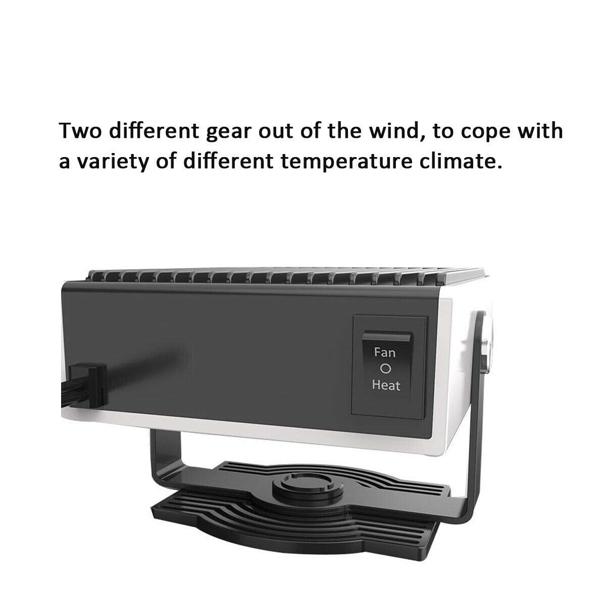 12V 300W Réchauffeur de ventilateur de voiture, TOTMOX Portable 2-en-1 Ventilateur de chauffage et de refroidissement rapide Dégivreur de pare-brise avec poignée et allume-cigare Blanc