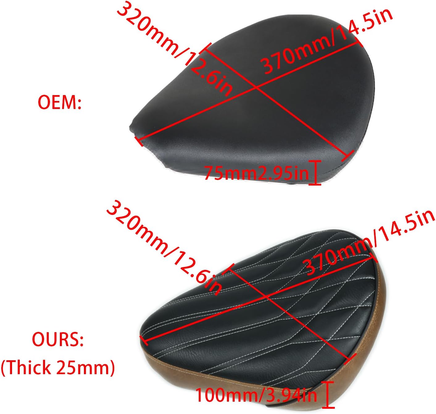 Thickened Motorcycle Driver Seat for Rebel 300/500, Front Rider Cushion Pad CMX 300 CMX 500 (2017-2025) /Black + Brown