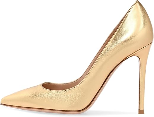 SAMMITOP Womens 10cm High Heel Pumps Slip-on Pointed Toe Sexy Dress Shoes