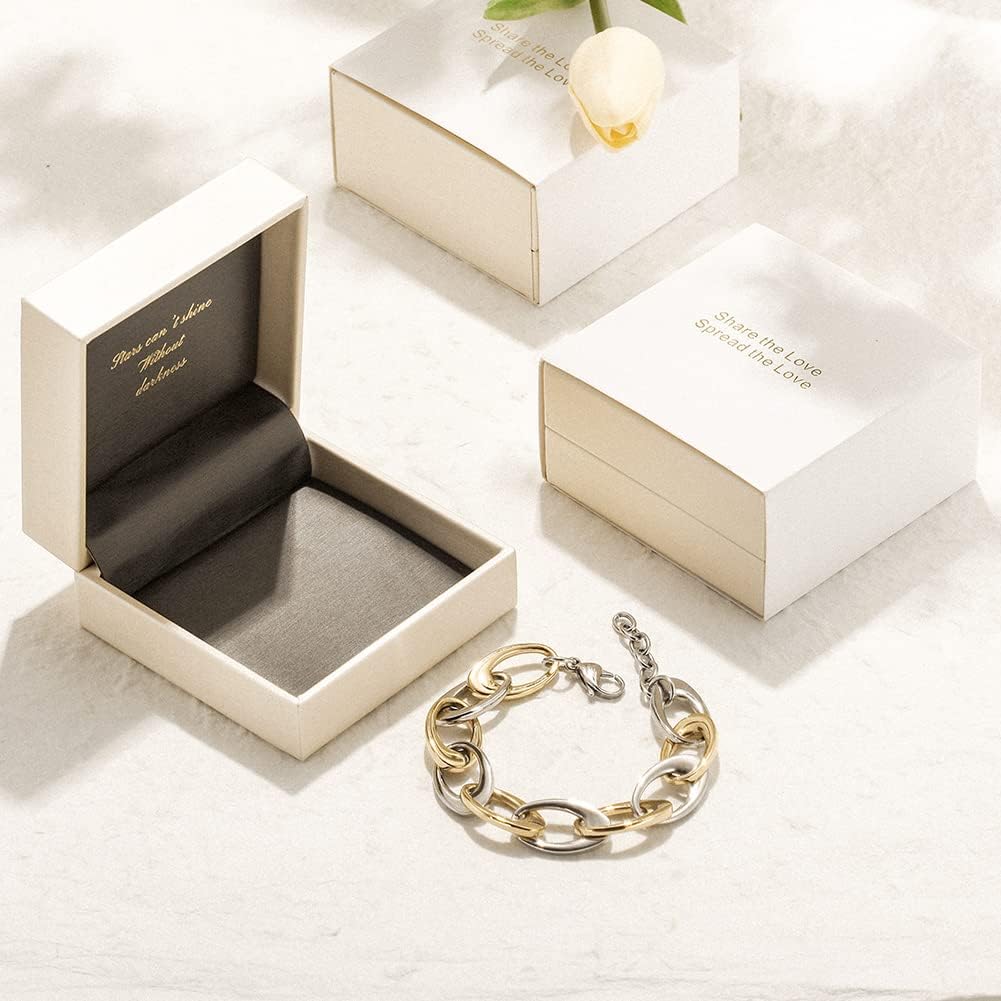 CIUNOFOR Link Bracelet Designer Brand Inspired Antique Women Jewelry Cable Wire Vintage Valentine Wide Cuban Curb Link Bracelet, Stainless Steel Adjustable Chain, Fits 7.0”–9.0” Wrists - Image 2