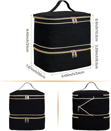 Miniatura 2 de Bolsa de almacenamiento de esmalte de uñas, bolsa de almacenamiento de cosméticos expandible de gran capacidad, de mano, de doble capa, delgada,