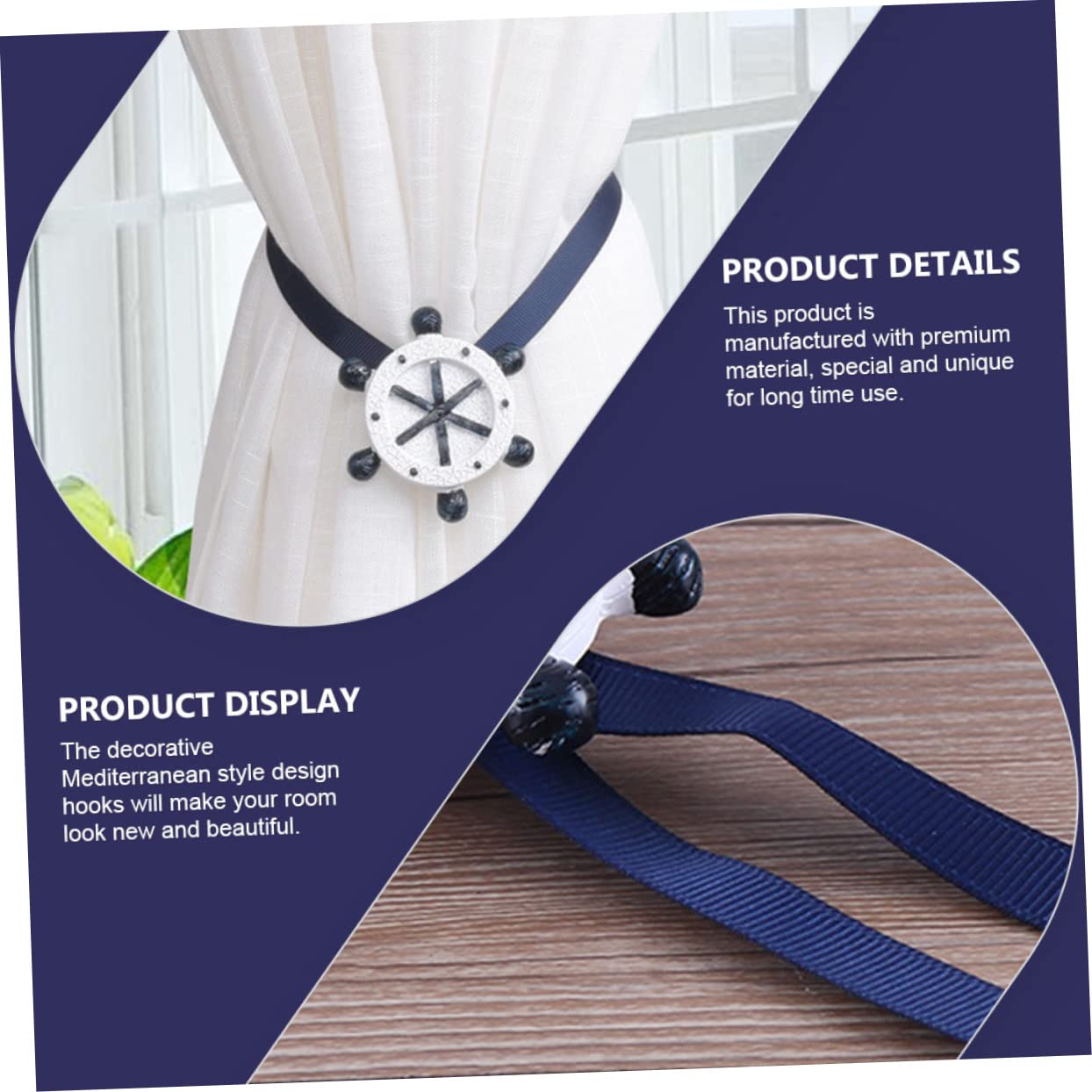 Lot De 2 Boucles De Fixation pour Rideaux Embrasses Magnétiques en Résine Élégantes pour Salon Chambre Cuisine Salle De Bain 4 Pièces X 2