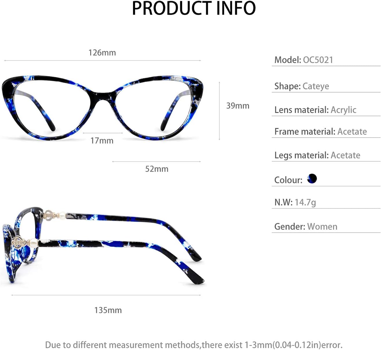 Greatest Product OCCI CHIARI Progressive Multifocus Women Cateye Reading Glasses Anti Blue Light Reader Spring Hinges (W+Red, 1.50)