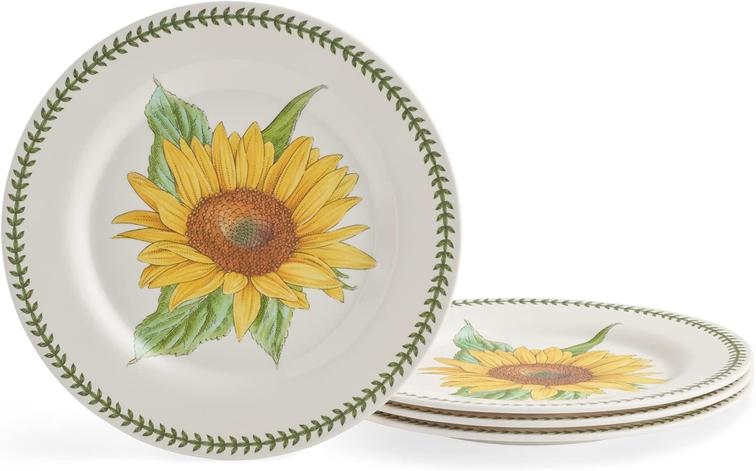 Portmeirion Botanic Garden 12-Piece Melamine Dinnerware Set (Set for 4) - Assorted Floral Motifs, BPA-Free, Shatterproof, Dishwasher Safe, Farmhouse Dinnerware for Indoor & Outdoor Use
