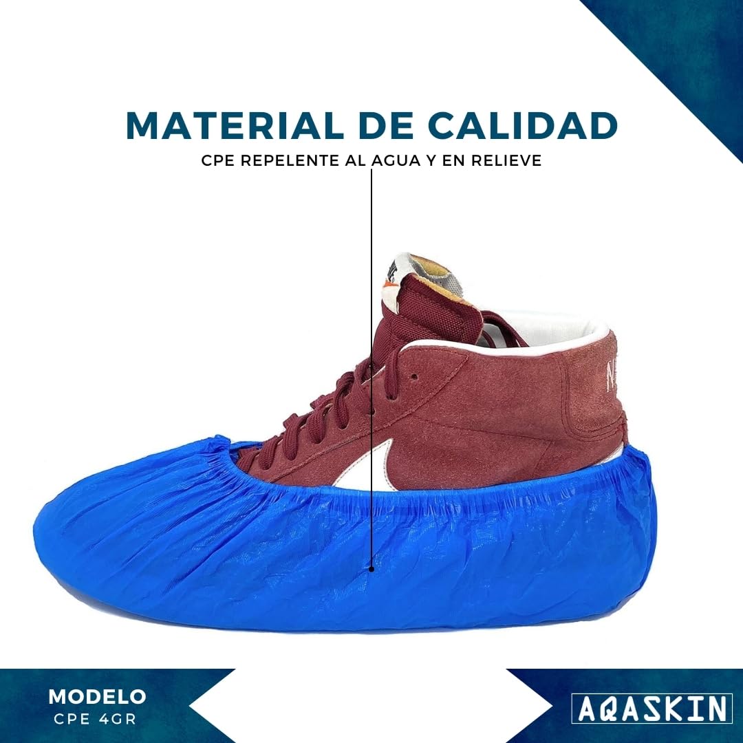 Cubrezapatos desechables resistentes (4 g.), Botas CPE desechables - EPI Equipo de protección personal - Limpieza de la casa - Jardinería 2000 piezas Azul