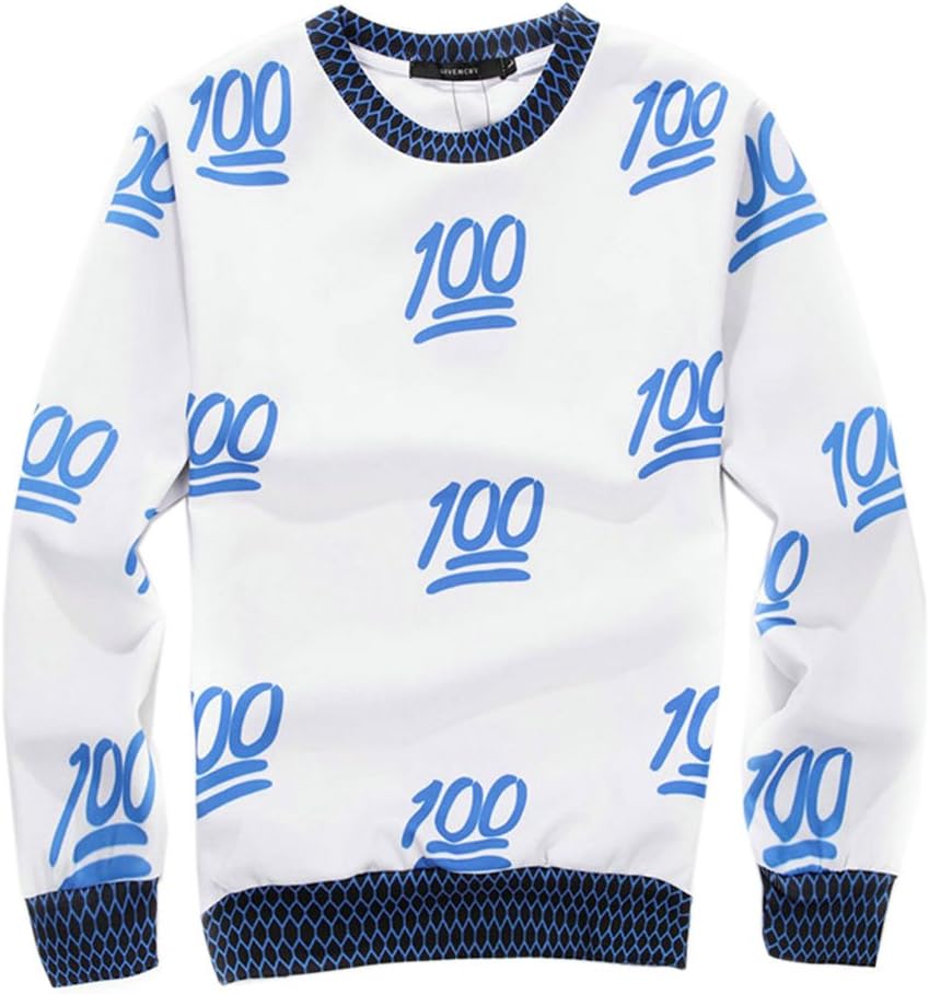Women's Blue 100 Score Emoji Jogging Suits Sweater Unisex 3d Sweatshirts (L)