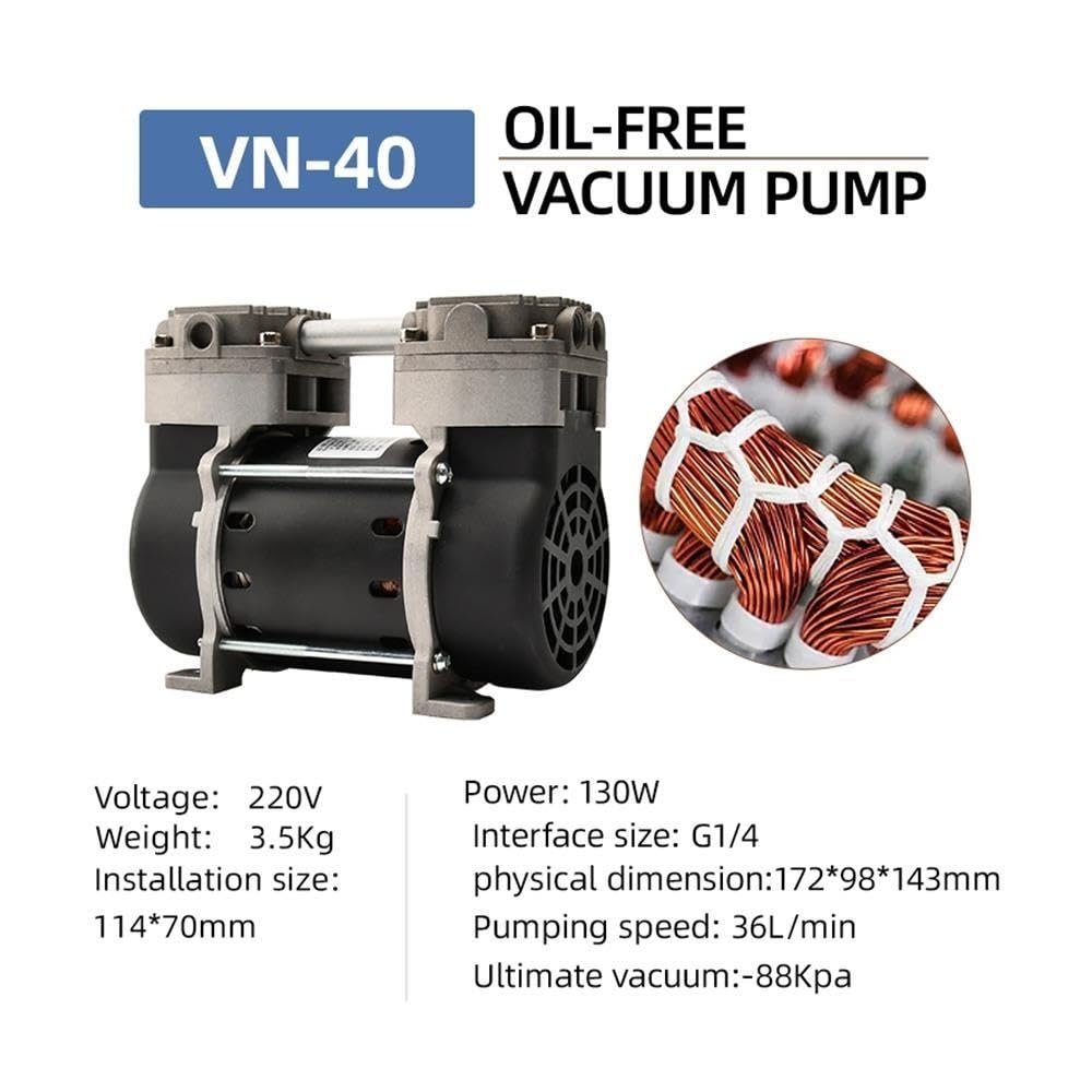 Bezolejowa pompa próżniowa 130 W VN-40 (36 l/min) | -88Kpa