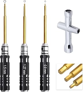 Hobbypark Mini RC Allen Wrench Set 0.9mm 1.27mm 1.5mm Hex Driver Screwdrivers & Wheel Nut Wrench for Axial SCX24 1/24 RC Crawler Car Tools