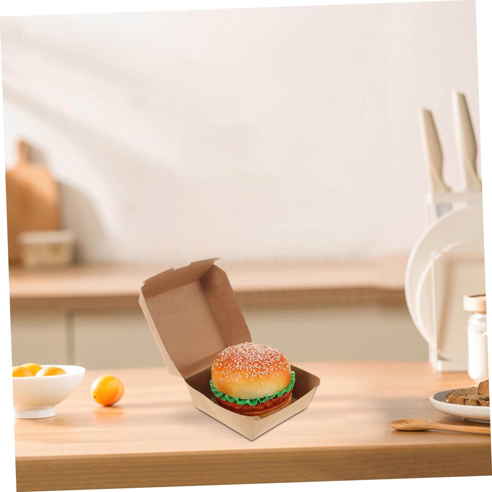 CLISPEED 30 Pezzi Contenitori Kraft per Hamburger e Snack Scatole per Alimenti da Asporto per Fast Food Versatili e Facili da Trasportare per Ristoranti
