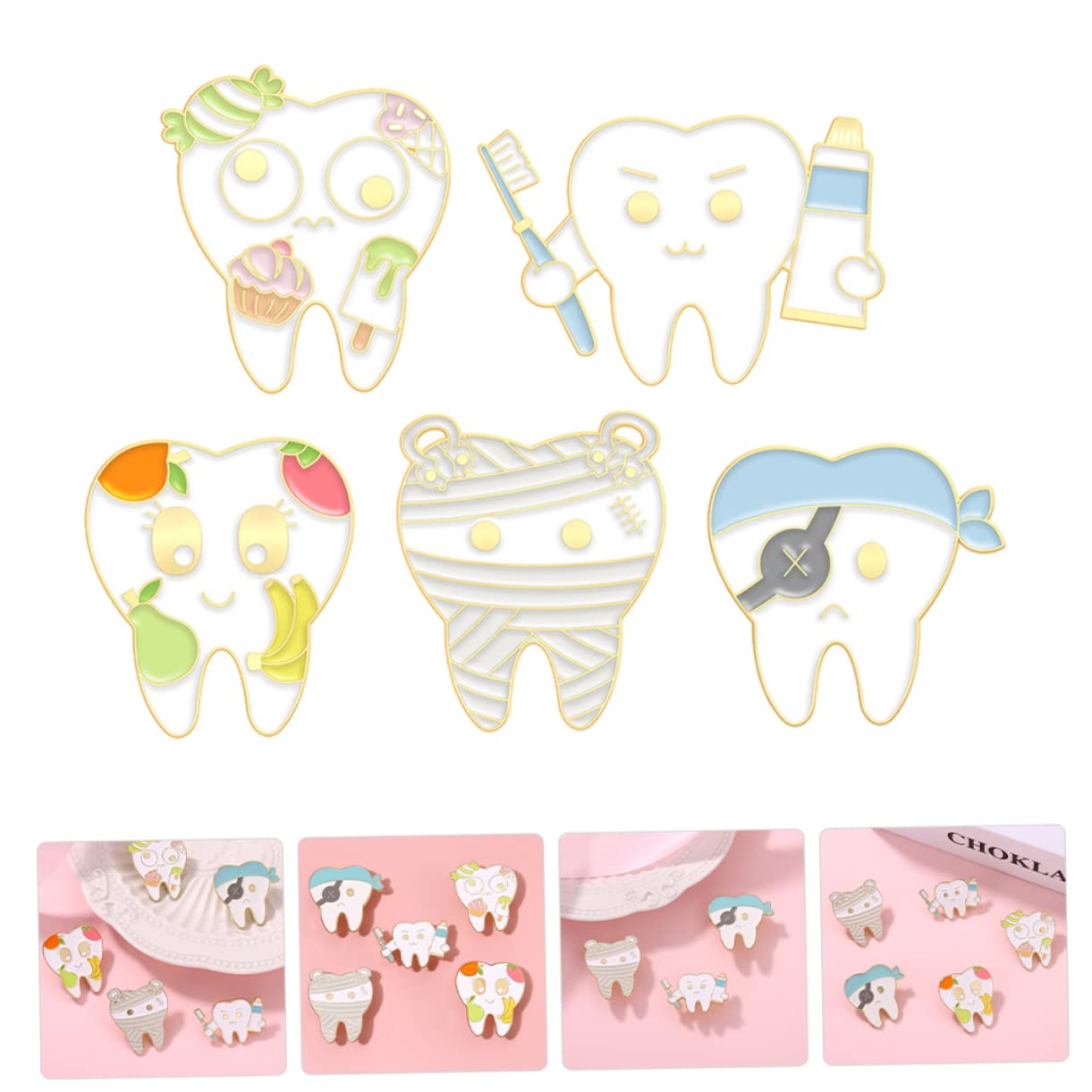 10 Stk Zahn Brosche Kleiderverzierungsbrosche Damen Hüte Broschen Anstecknadeln Anzug Reversnadel Pin-Ästhetik Anzugbrosche Schalnadel Zähne Stift schmecken Abzeichen Zinklegierung
