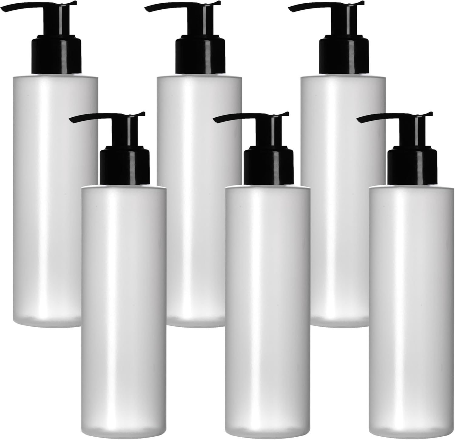 Impresa BPA-Free Plastic Pump Dispenser Bottles for Lotion & Massage Oil - 8oz Refillable, Dishwasher-Safe, Opaque 6-Pack