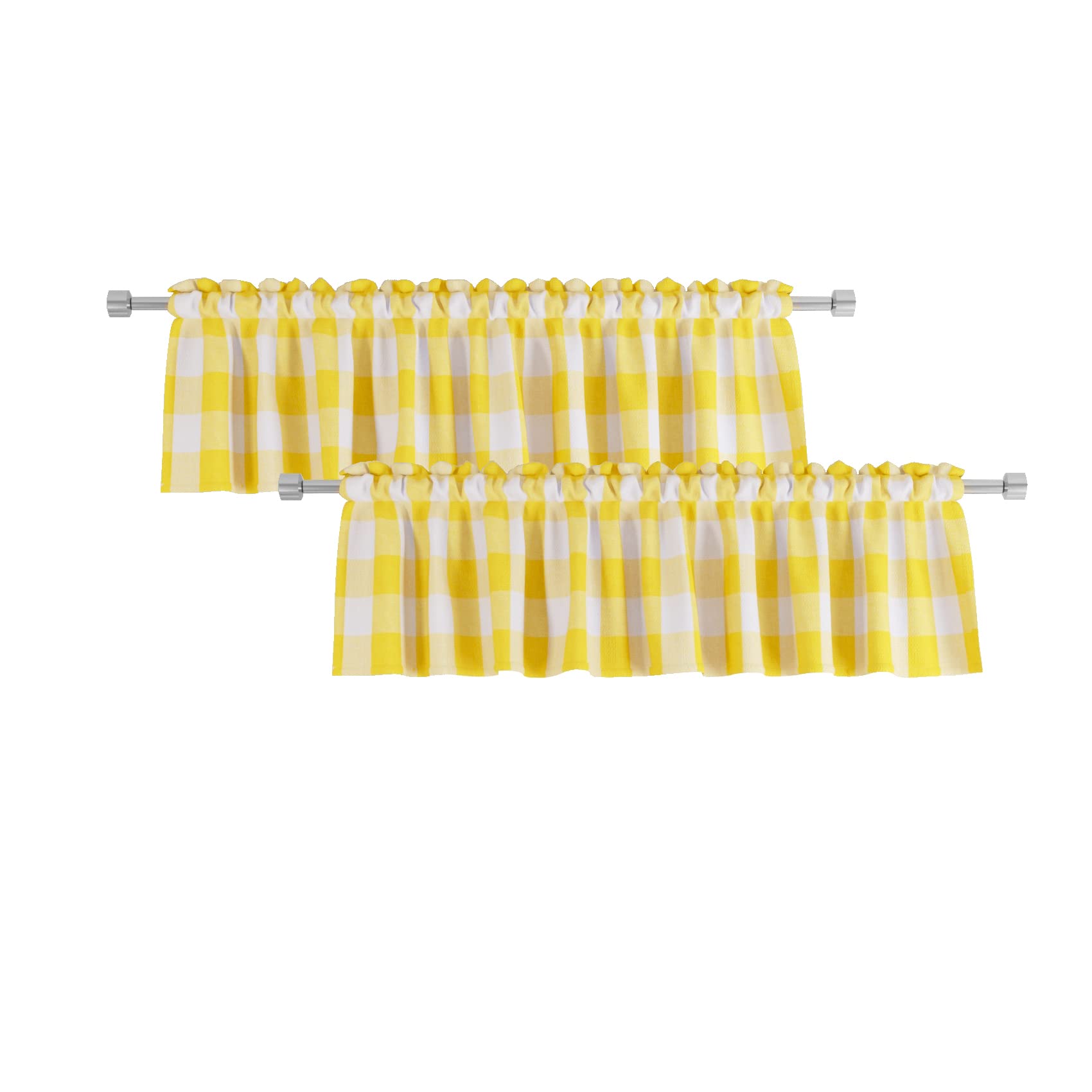 2 Pack Buffalo Check Valances for Windows Living Room 18 inches Long Classic Gingham Plaid Bedroom Bathroom Rod Pocket Country Farmhouse Kitchen