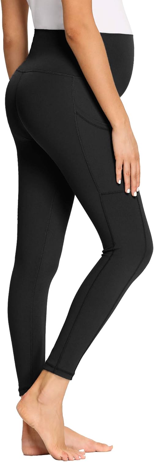 AMPOSH Women's Maternity Capri Yoga Pants High Waisted Naked Feeling Soft Workout Athletic Leggings with Pockets at  Women’s Clothing store