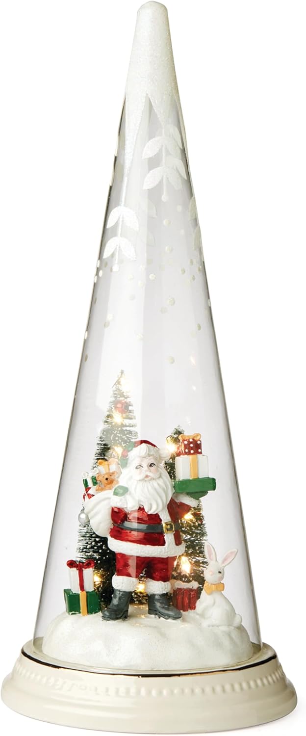 Lenox 895173 Lit Christmas Cone with Santa Scene