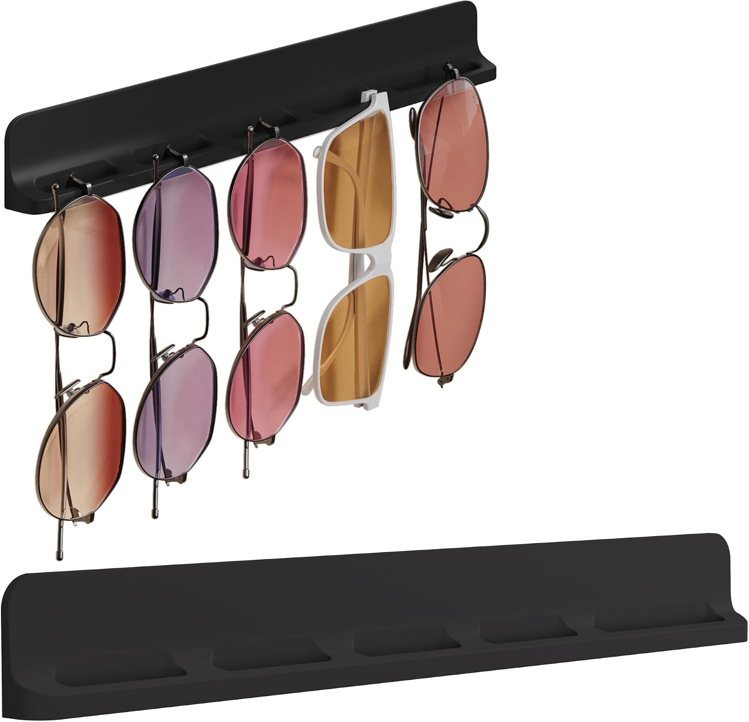 Sunglass Organizer Wall Mounted, Upgraded Silicone Sunglasses Holder Rack Eyeglass Storage for Thick & Thin Glasses