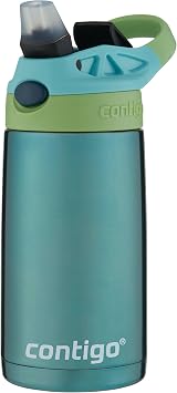 Contigo Kids Stainless Steel Water Bottle with Redesigned AUTOSPOUT Straw, 13oz, Green and Blue, Easy Clean, BPA Free (Pack of 4)