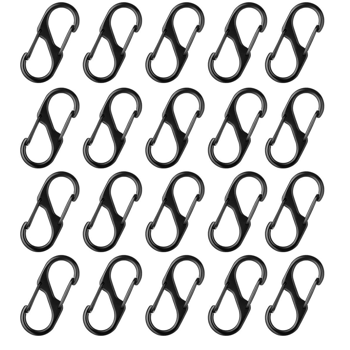 UCLEVER 30PCS S Double Sided Mini Carabiner Clip, 1.57inch Small Dual Wire Gate Carabiners Keychain Clasp Snap Hooks Tiny Key Clips Accessories for Outdoor Camping Fishing Hiking (Black)