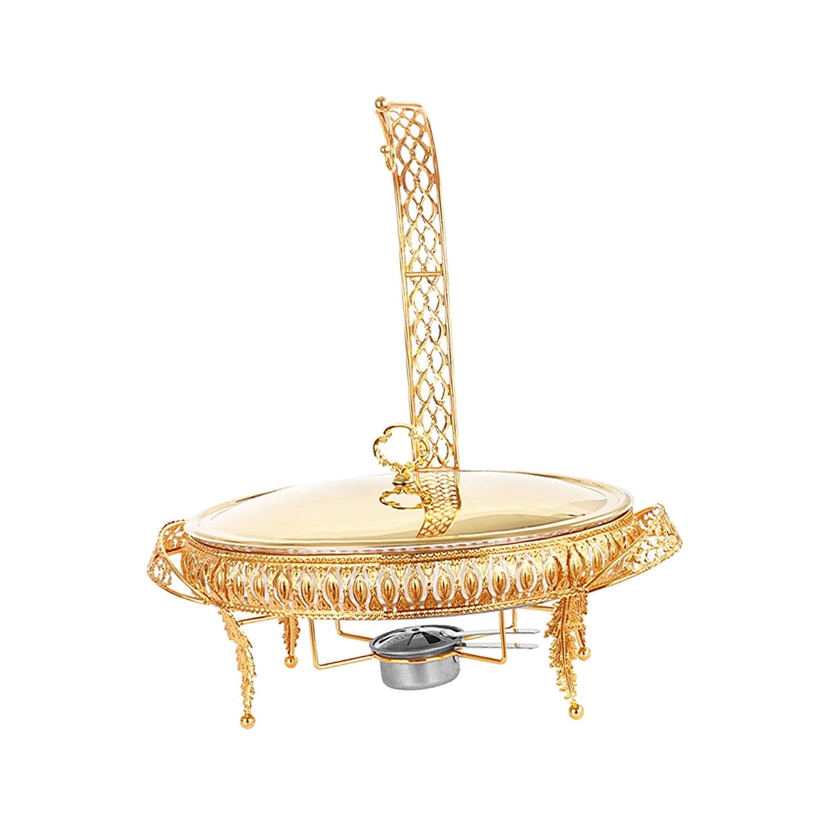 Bandeja Calentadora de Buffet Juego de Utensilios para Fondue Set de Chafing Dish Fuente Calienta Comida con Vidrio Y Acero Inoxidable Fácil de Limpia, 3L