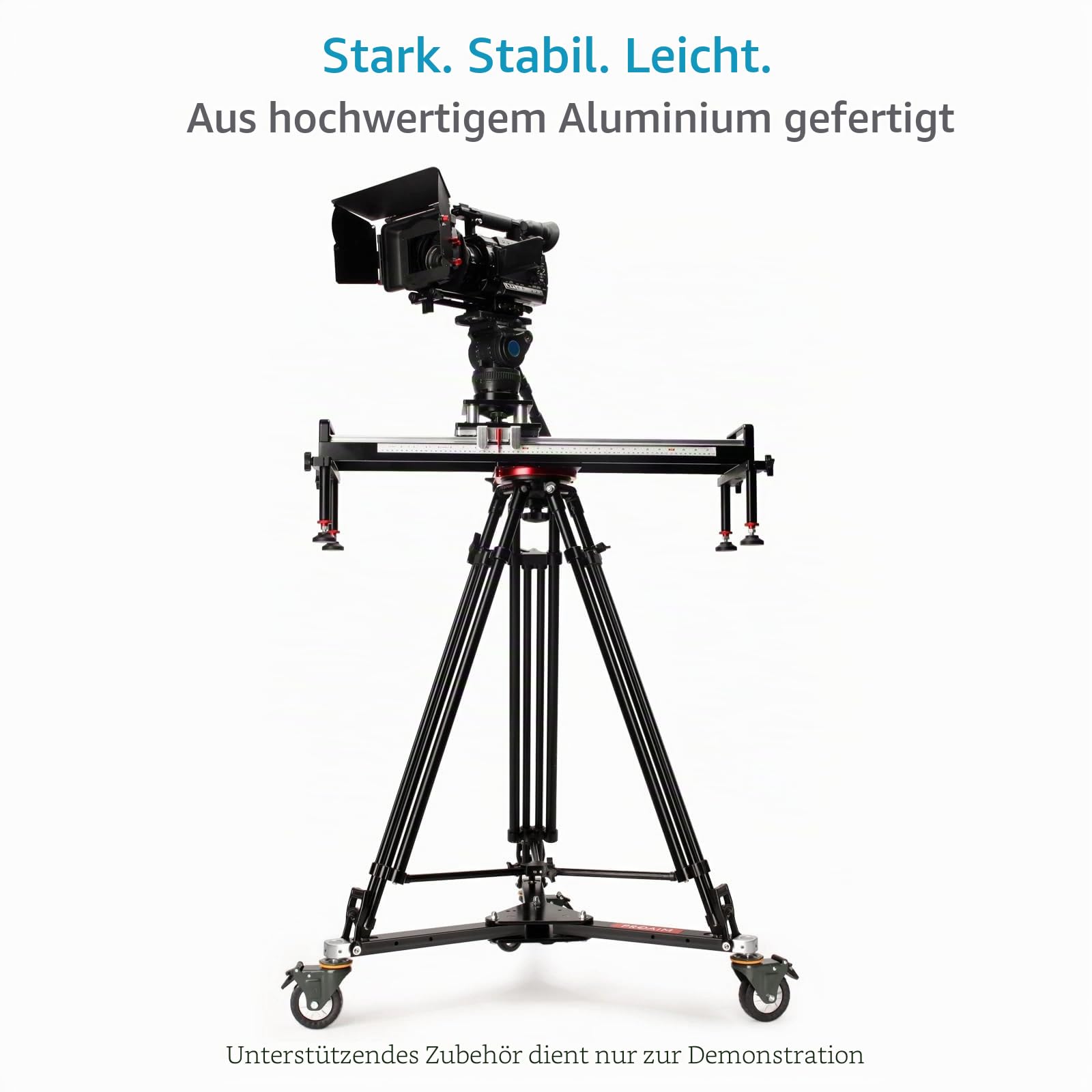 PROAIM Lineo Tragbarer Videokamera-Boden-Dolly - Robuster professioneller Studio-Dolly für Stative mit doppelten Spikes - Unterstützt eine Nutzlast von 500 kg / 1100 lb (P-PRT-D)