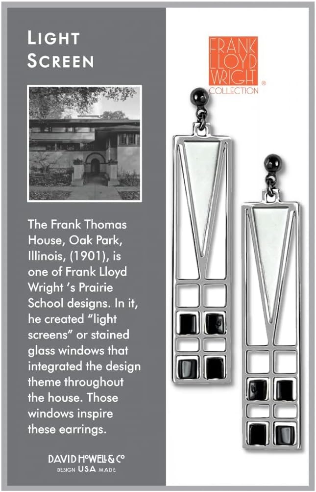 Frank Lloyd Wright Light Screen Chrome Enamel Earrings
