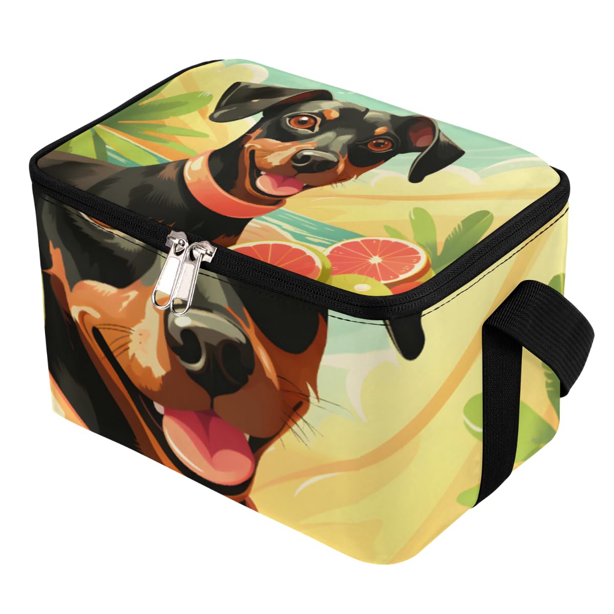 Lunch Bags for Women Men 9 Cans,Miniature Pinscher Hot & Cold Food Delivery Bag Insulated Grocery Bag Insulated Lunch Box Animal Dog Cooler Bag for Office Work Picnic Beach