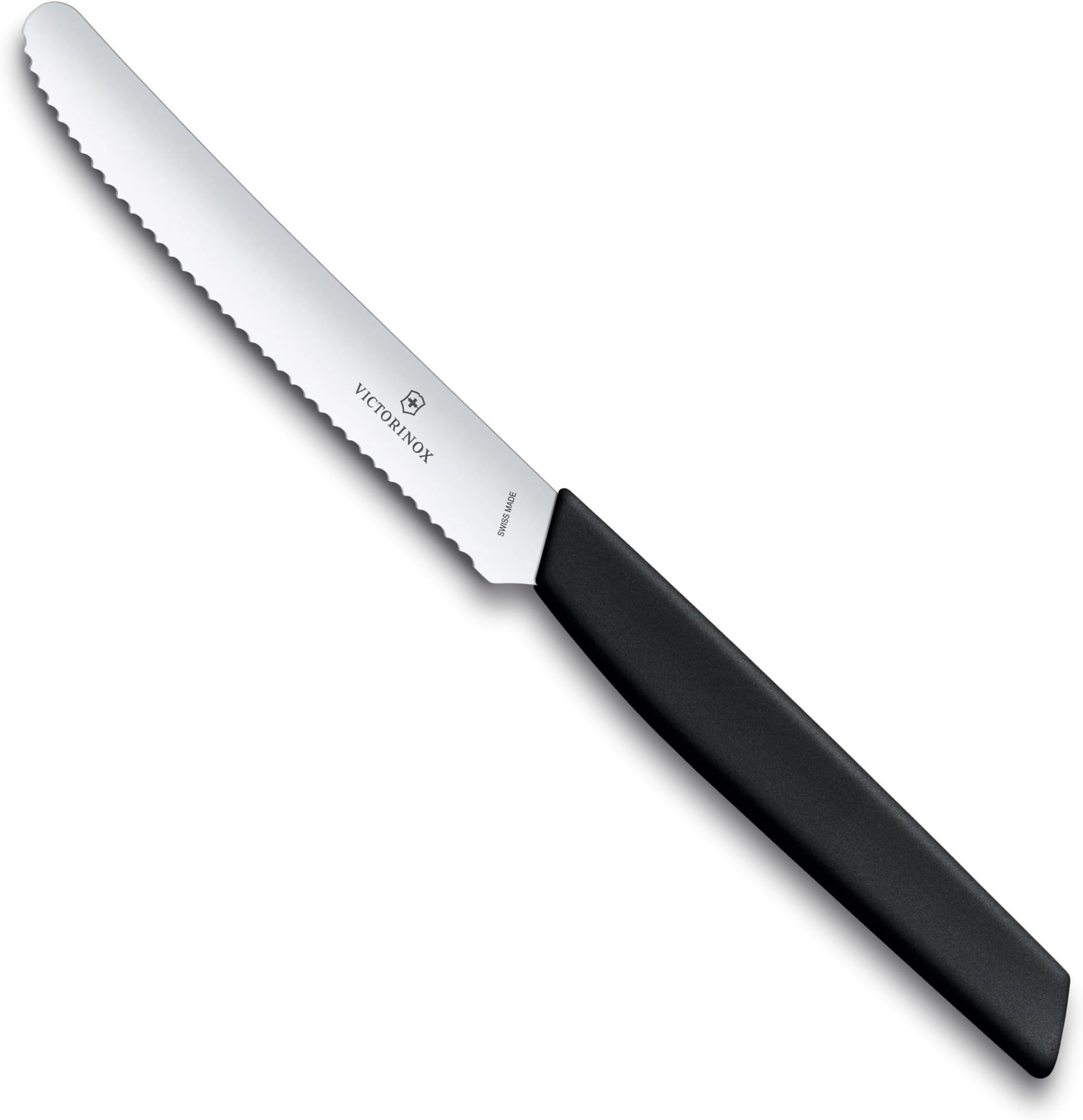 VICTORINOX(ビクトリノックス) ペティナイフ 11cm 波刃 ブラック 食洗器対応 トマト&テーブルナイフ スイスモダン 6.9003.11W