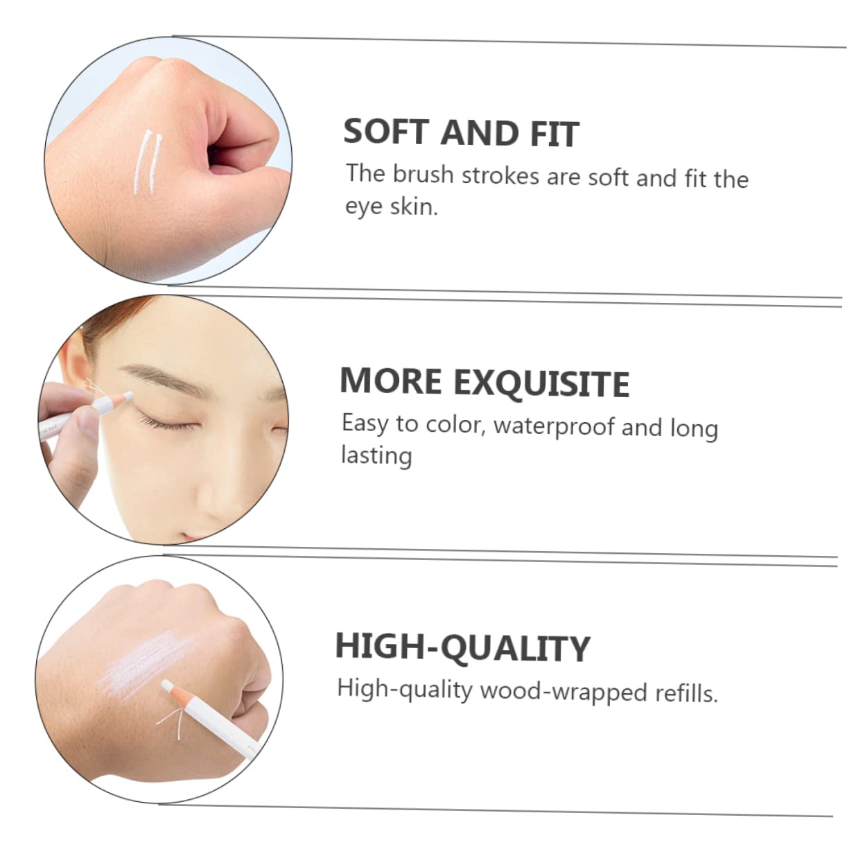 FRCOLOR Waterproof Eyebrow Pen 2-Pack White Silky Smooth Eyebrow Pencil Sweat-Resistant Smudge Proof for Precise and Eye Makeup - Image 3