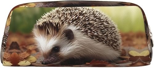TOMPPY Estuche para lápices impreso de erizo de pie, estuche pequeño para lápices, organizador de papelería, bolsa de maquillaje con cierre de