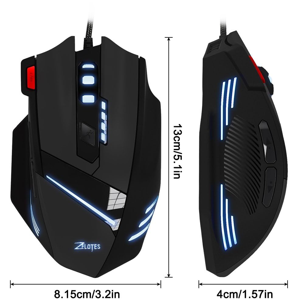 zelotes 7200 DPI 7ボタン プロフェッショナル LED 光学式 USB 有線 ゲーミングマウス ゲーマー用 Amazon.com: zelotes Gaming Mouse,7200 DPI USB Wired Mouse,7