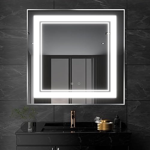 Espejo de baño LED de 24 x 32 pulgadas, espejo de baño con luces, espejo LED para baño, espejo de baño iluminado, espejo de baño con luz regulable