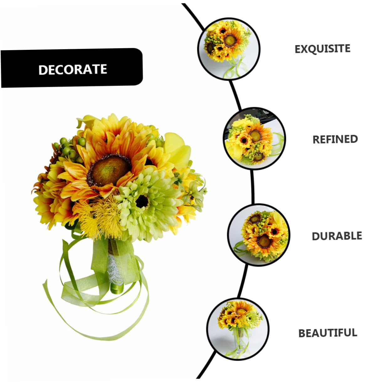 Homoyoyo Hochzeits Deko Satz Sonnenblumenstrauß Imitation Brautstrauß Langlebig Pflegeleicht Fotorequisite für Hochzeit Party