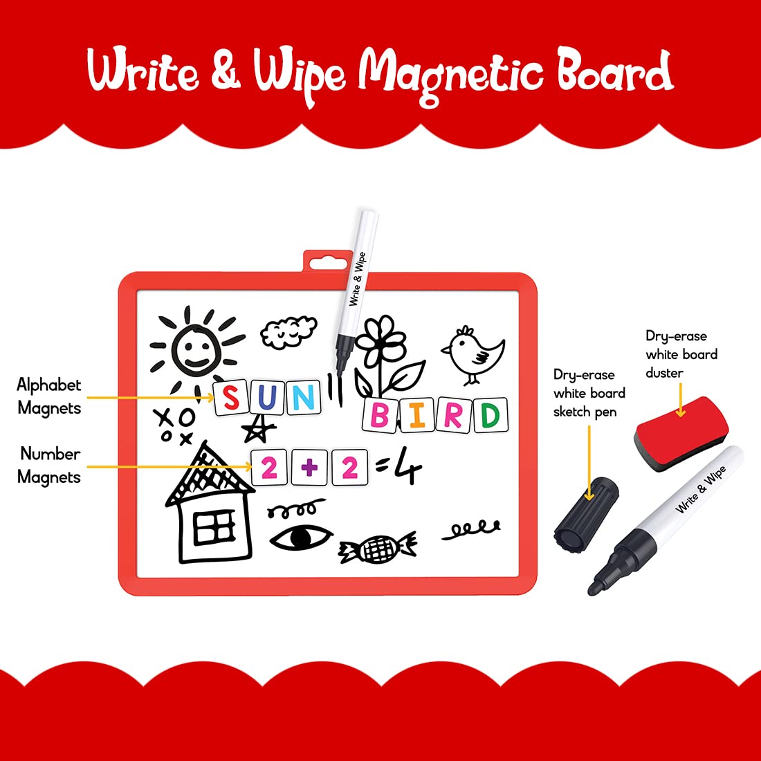 Wembley Abcd Magnetic Alphabets For Kids Learning Educational Toys For Kids 5 Years3 Years Old Boy Girl Brain Game Reading & Writing Development Kids Toys - Multicolor, 2 Piece 1