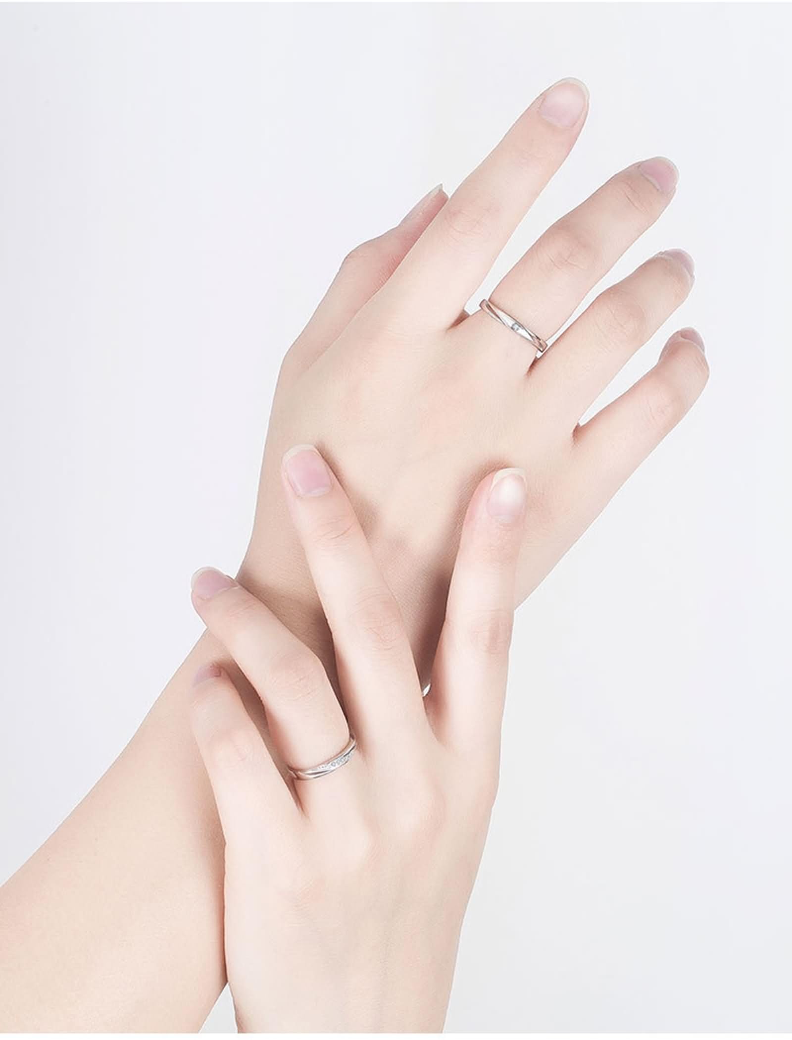 Anelli Fidanzamento Regolabili Coppia con Incisione Personalizzata Argento 925, Rotondo Semplice con Zirconia Cubica, Coppia Fedi Nuziali Argento