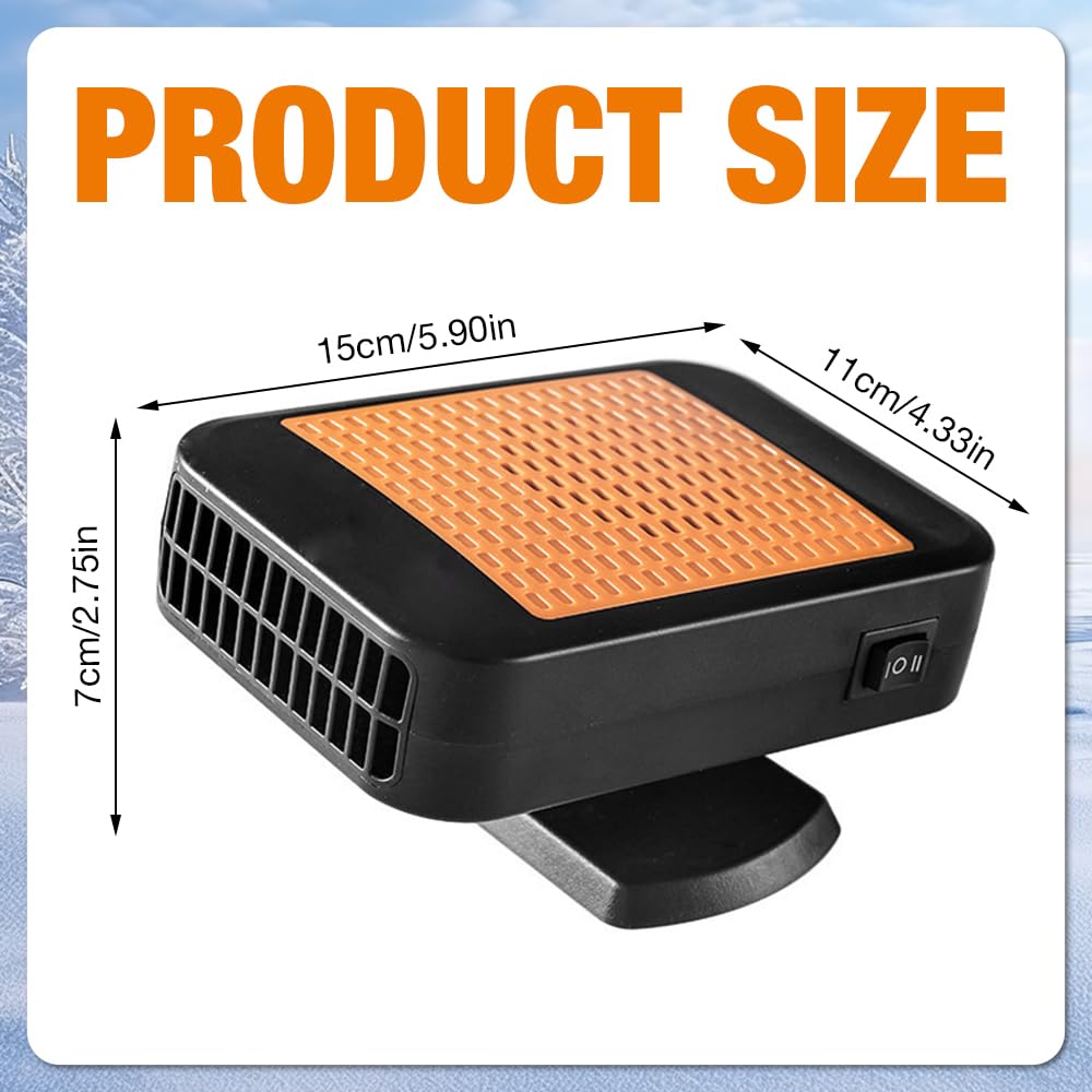 Auto Heizung 12V, 2 in 1 Heizlüfter Auto mit 360 Grad Drehung, 200W Autoheizung 12v Zigarettenanzünder, Tragbare Car Heater, Heizung für 12V Auto, LKWs, SUV, Van (Schwarz)