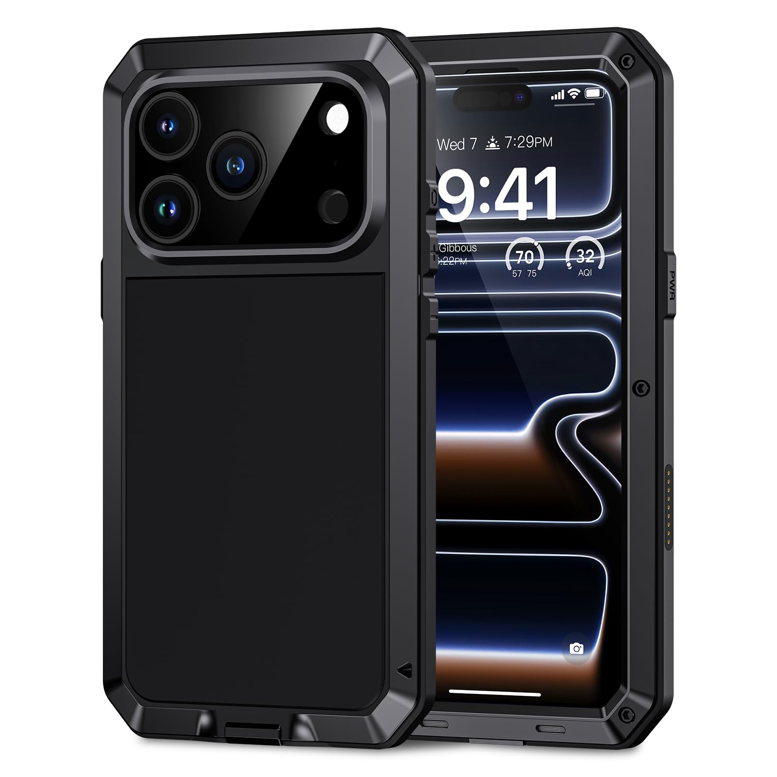 Lanhiem Case for iPhone 17 Pro Metal and Hard Shockproof Military with  Tempered Glass Indestructible Construction Dustproof Case Compatible  Wireless Charging, Black : Amazon.com.be: Electronics