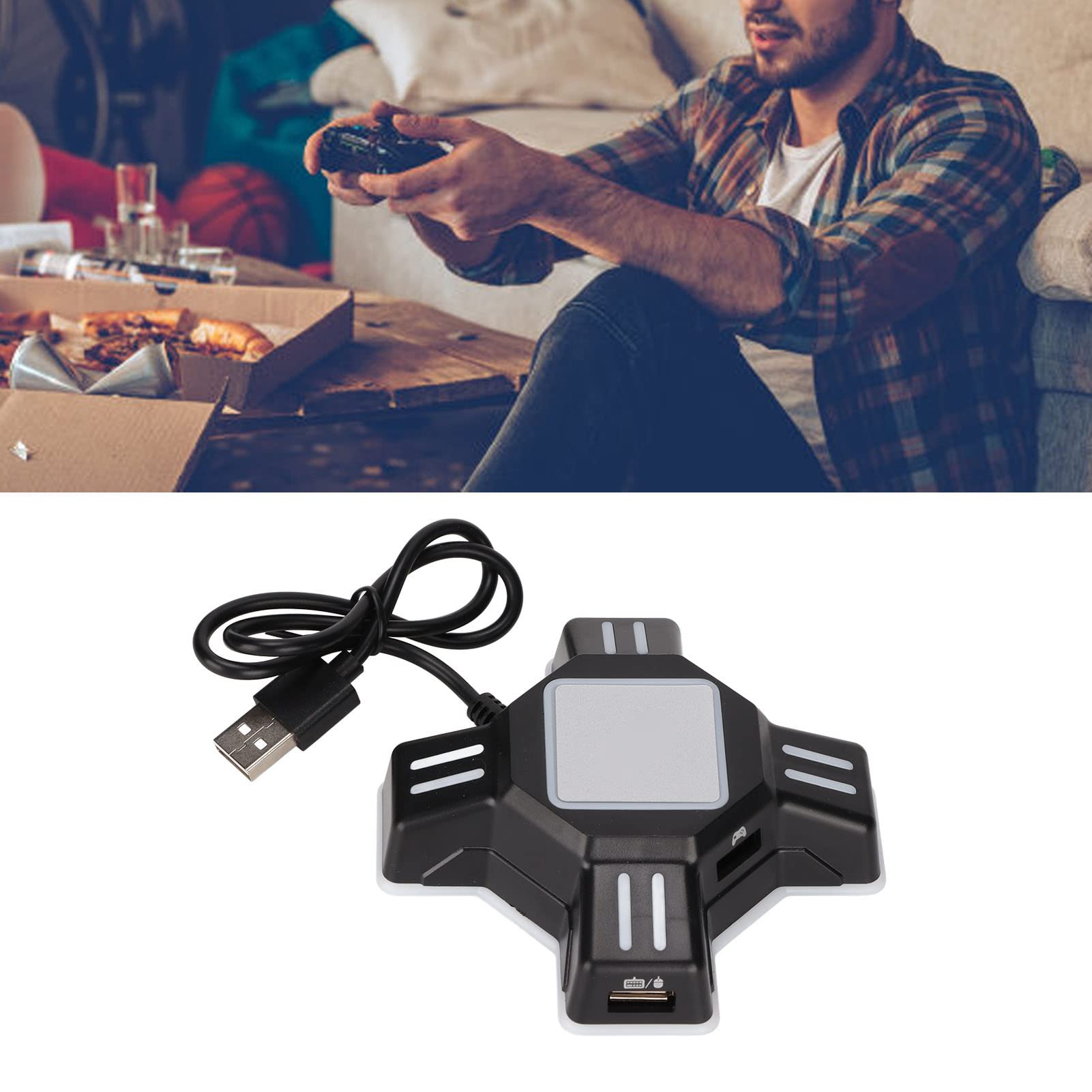 Zunate Adaptateur de Clavier et Souris, Adaptateur de Convertisseur de Clavier de Souris Portable pour//PS3, Adaptateur de Contrôleur de Manette de Jeu KX Plug and Play,