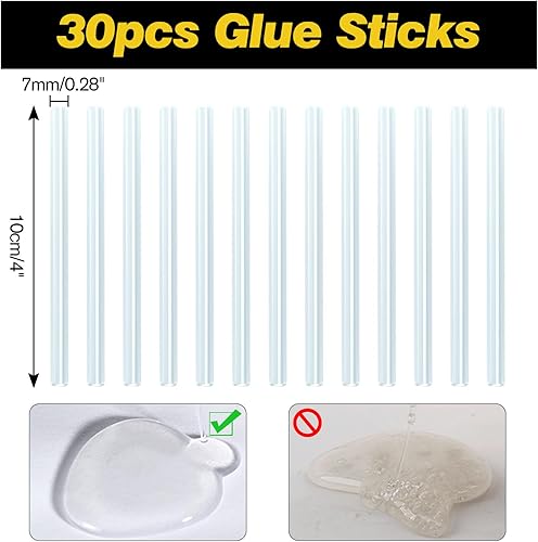 Miniatura 3 de Pistola de pegamento caliente, 30 barras de pegamento caliente, pistola de precalentamiento rápido, mini kit de pistola de pegamento para niños,