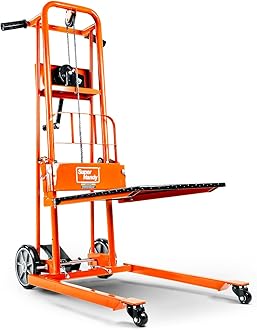 SuperHandy Material Lift Winch Stacker, Pallet Truck Dolly, Lift Table, Fork Lift, 330 Lbs 40" Max Lift w/ 8" Wheels, Swivel Casters [Patented]